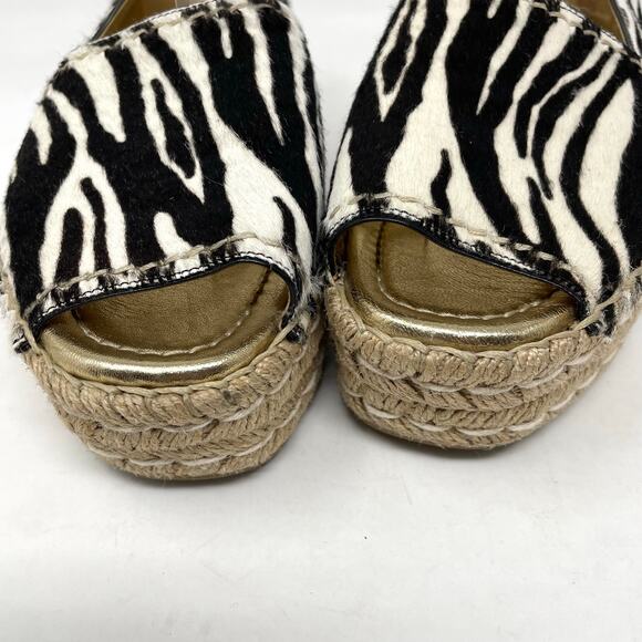 Prada Zebra Print Calf Hair Espadrilles Slip On Platform Open Toe Shoes 39 9 - Picture 6 of 16